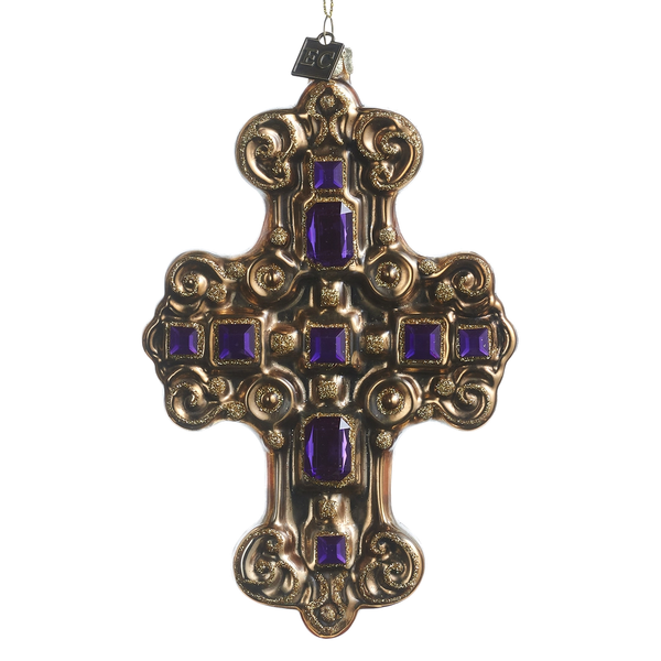 Eric Cortina Purple Jeweled Cross Ornament