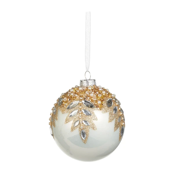 White Gem-Encrusted Ball Ornament | The Christmas Loft