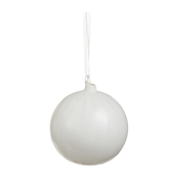 White Ribbed Ball Ornament