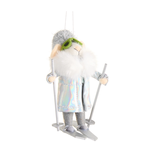 Ski Mouse with Green Goggles Ornament | The Christmas Loft