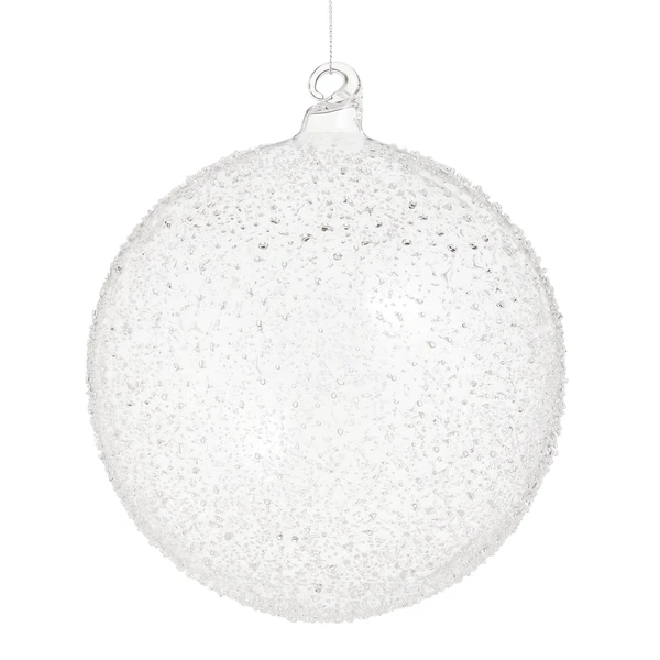 Textured Clear Glass Ball Ornament