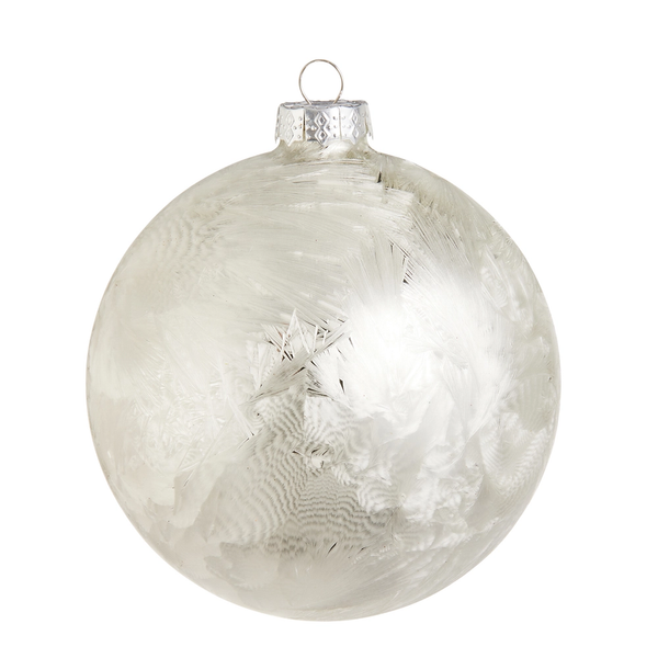 White Frosted Glass Ball Ornament | The Christmas Loft