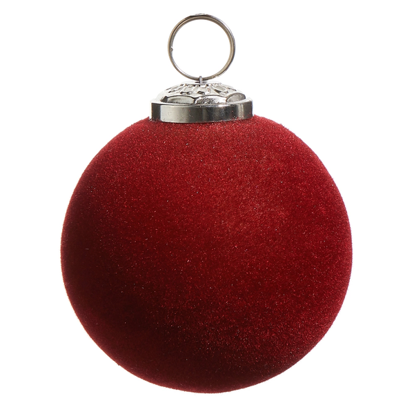 Berry Red Flocked Ball Ornament | The Christmas Loft