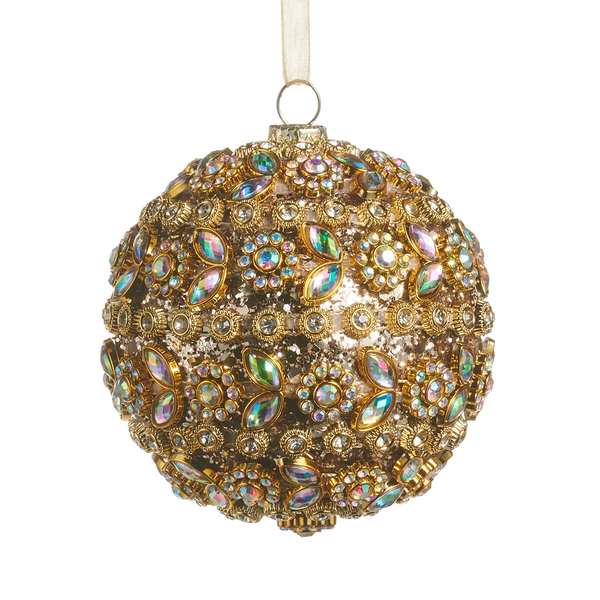 Gold Jewel-Crusted Ball Ornament | The Christmas Loft