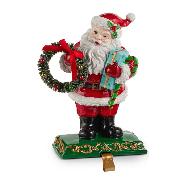 Santa with Wreath Stocking Holder | The Christmas Loft