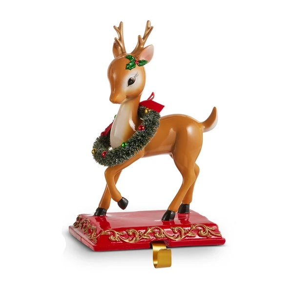 Deer with Wreath Stocking Holder | The Christmas Loft
