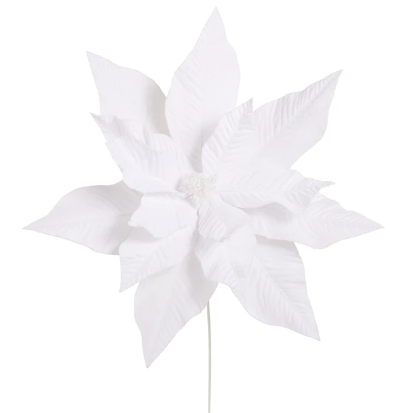 White Velvet Poinsettia Stem | The Christmas Loft