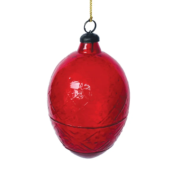 Red Egg-Shaped Glass Christmas Ornament