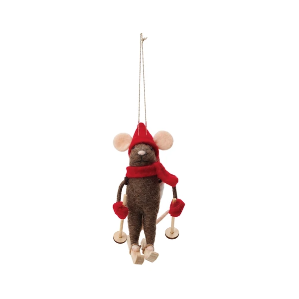 Skiing Gourmand Wool Felt Mouse Ornament