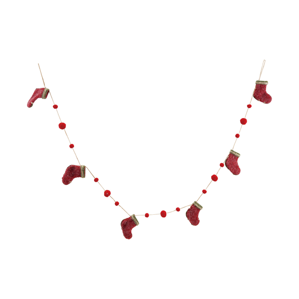 Felt Stocking Garland with Pom Poms