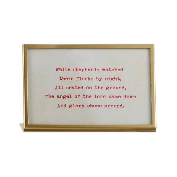 While Shepherds Watched Gold Metal & Glass Easel Frame