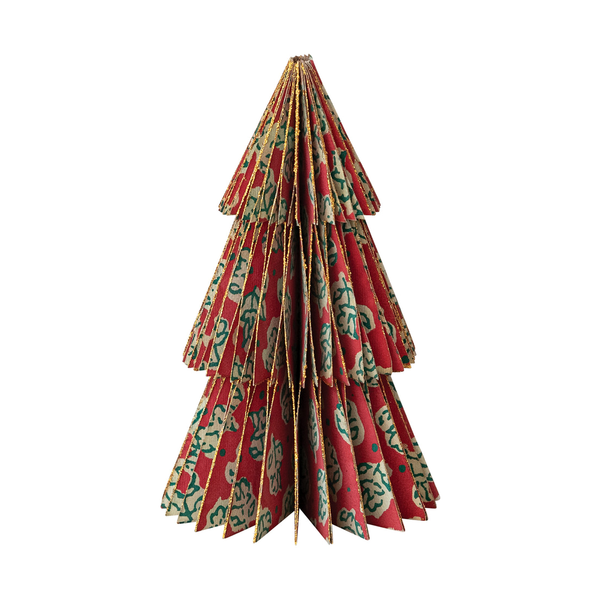 5 in Vintage Block Print Paper Honeycomb Tree