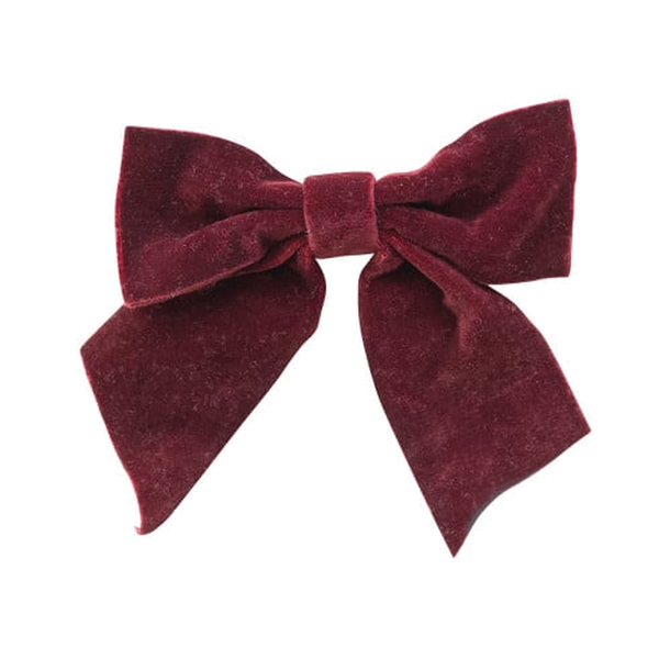 Burgundy Velvet Clip-On Bow - 5 Inch
