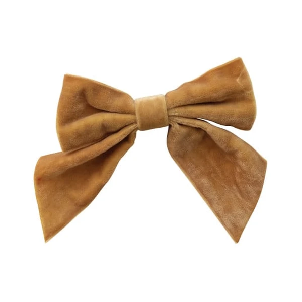 Gold Velvet Clip-On Bow - 5 Inch