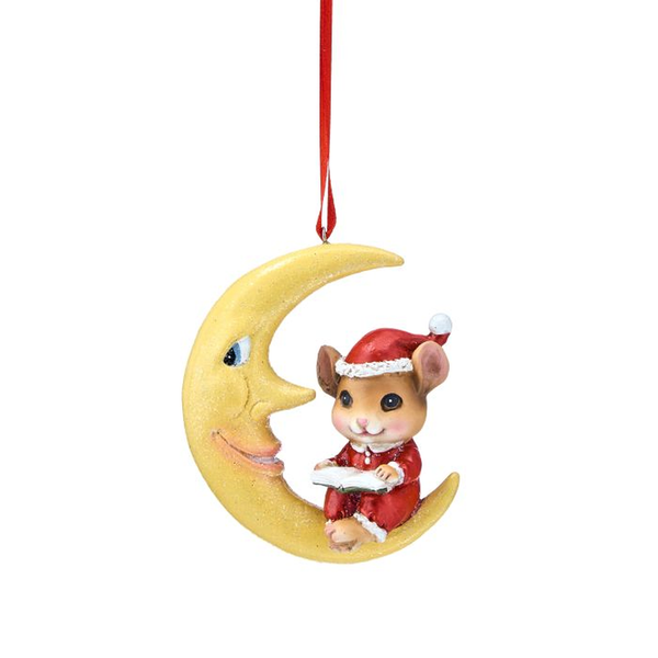 Mouse on Moon Resin Christmas Ornament