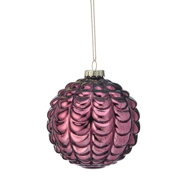 Wine Pinecone Pattern Glass Ball Christmas Ornament