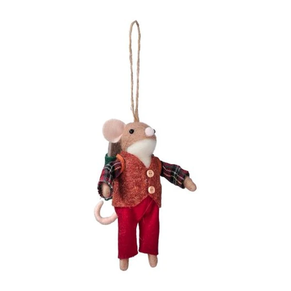 Felt Mouse with Vest Christmas Ornament