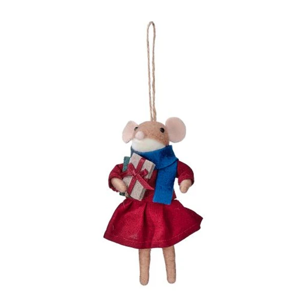 Felt Mouse with Present Christmas Ornament