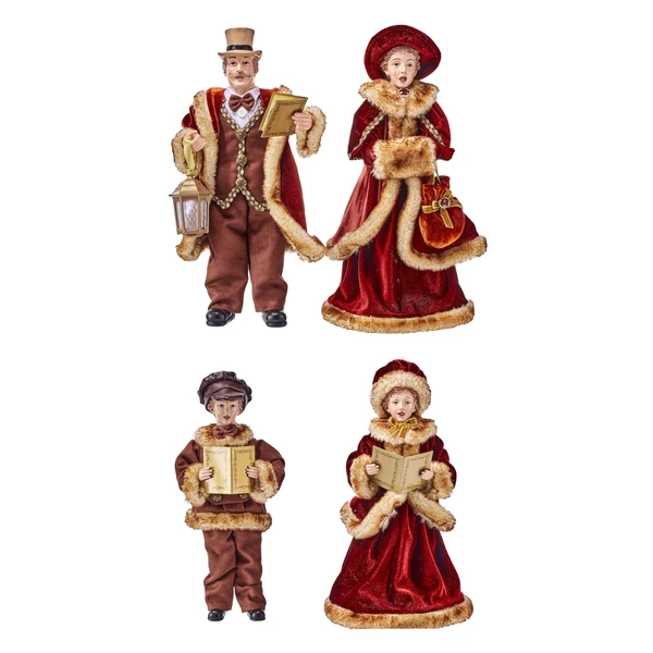 Velvet Caroler Family Christmas Figurines Set of 4