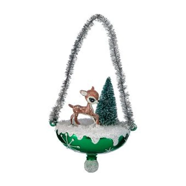 Deer Glass Tinsel Drop Christmas Ornament