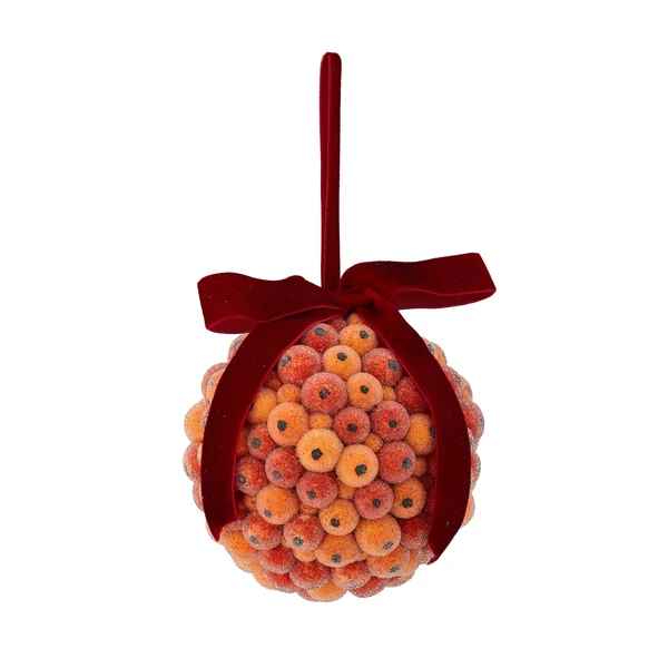 Citrus Beaded Berry Ball Christmas Ornaments Set of 3