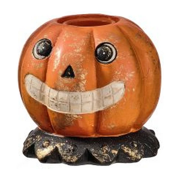 Grinning Pumpkin Halloween Candle Holder