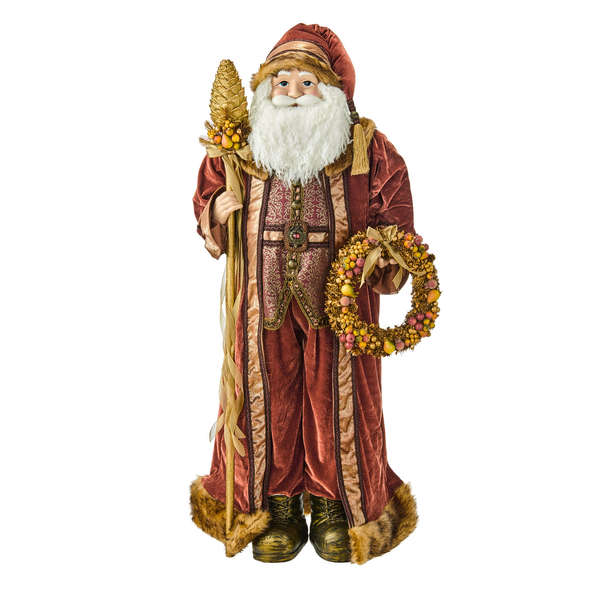 48-Inch Cinnamon Charleston Santa with Pinecone Staff