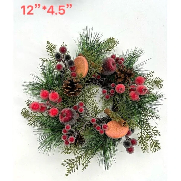 12-Inch Beaded Fruit Christmas Candle Ring
