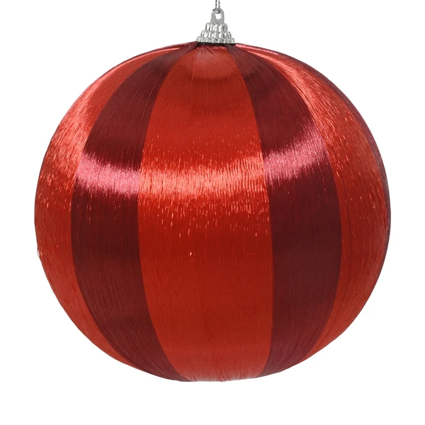 Oxblood Striped Ball Ornament