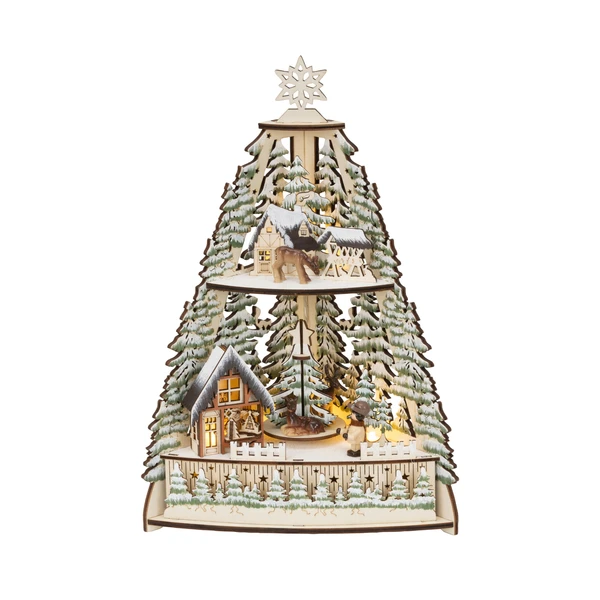 LED Rotating Winter Village Tree Scenery