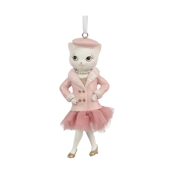 White Fashion Cat Ornament