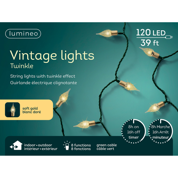 Lumineo Vintage Soft Gold Twinkle String Lights