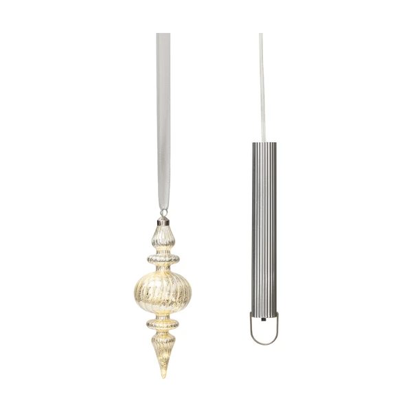 Silver Micro LED Finial Ornament
