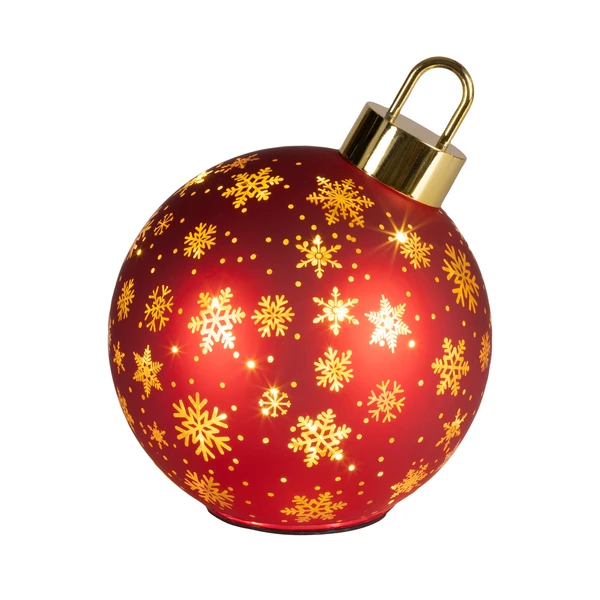 Red Snowflake Micro LED Rotating Ball Ornament