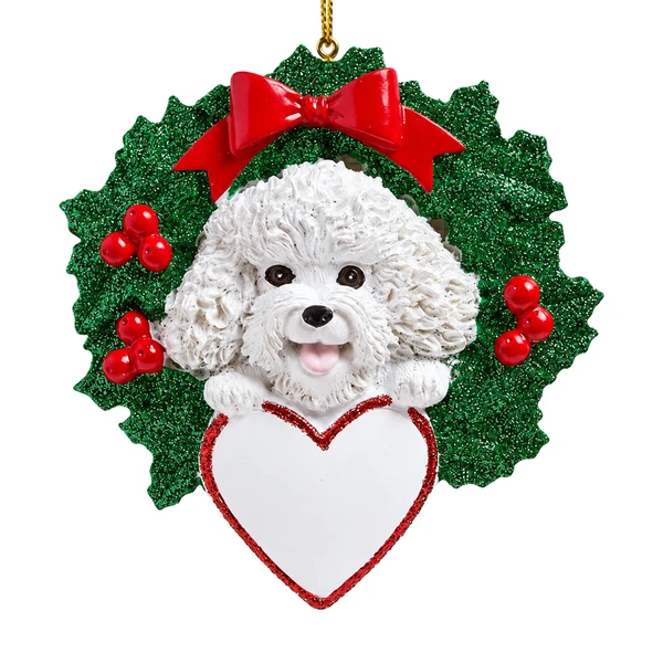 Personalized Bichon Frise Wreath Ornament