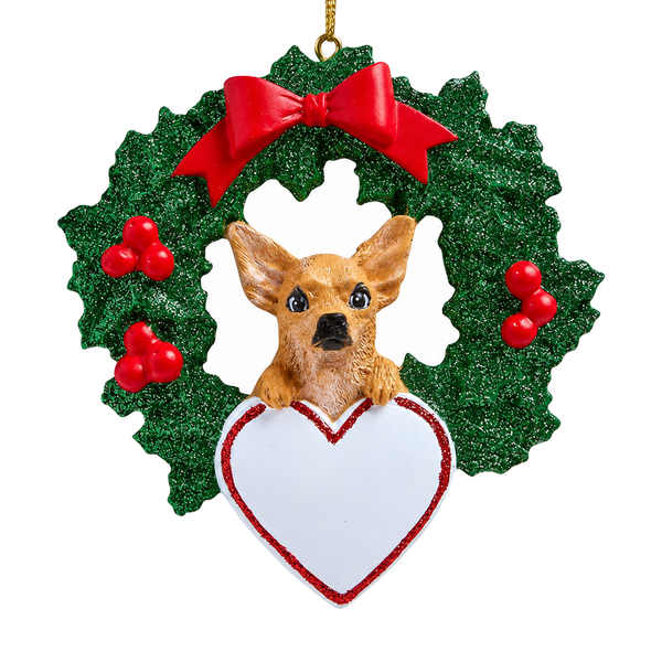Personalized Chihuahua Wreath Ornament