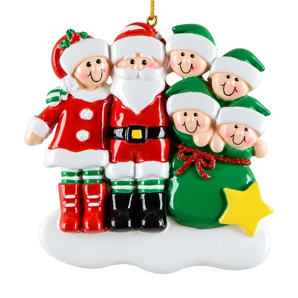 Personalized Claus and Kids Family of 6 Ornament