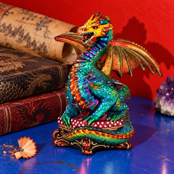 Glitter Lab Turquoise Dragon Ornament – glass Christmas ornament styled in a fun, eclectic home scene