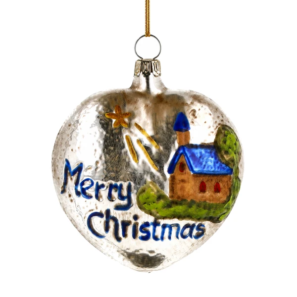 Marolin Blue Roof Church Heart Ornament
