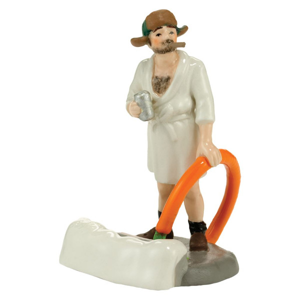 Department 56 Cousin Eddie In The Morning Snow Village accessory featuring Eddie in a white bathrobe holding a sewer hose.
Hand-painted dolomite figurine inspired by National Lampoon's Christmas Vacation.
Movie-themed village accessory measuring 2.95 inches tall with metal accents.