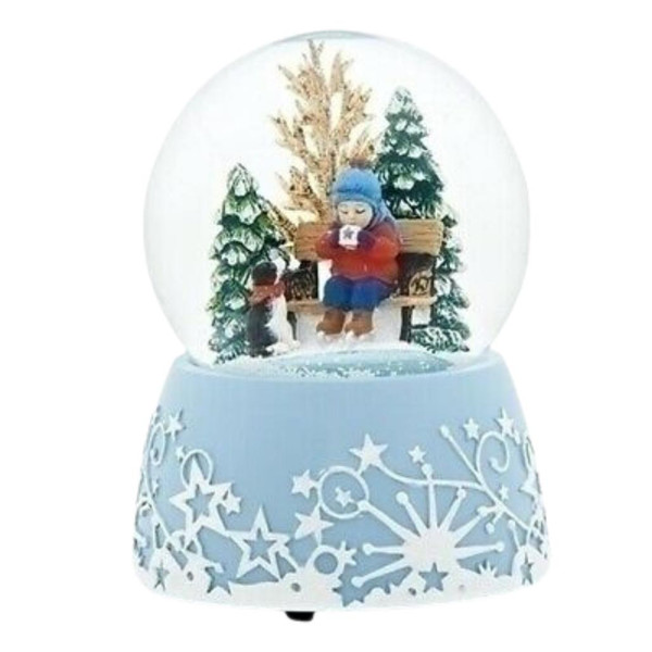 Roman - Child Sipping Hot Cocoa Musical Snow Globe
