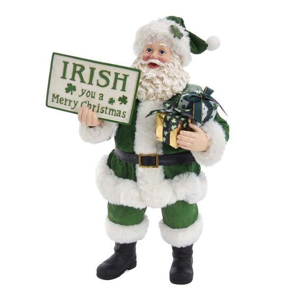 10" Irish Santa W/Sign/Gift Box Musical