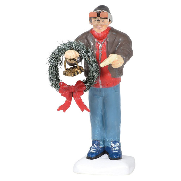 Department 56 Snow Village "I'm Sorry, Merry Christmas" figurine featuring the telegram delivery boy holding a holiday wreath.
Hand-painted Christmas Vacation village accessory with realistic seasonal details.
Collectible Snow Village accessory inspired by the classic holiday movie scene.