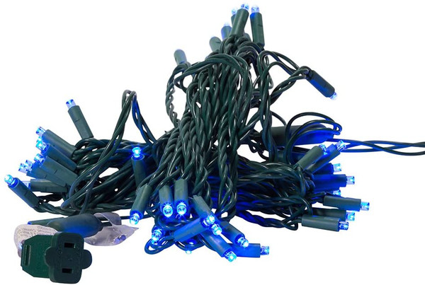 UL 50-Light 5MM Blue LED Green Wire Light Set