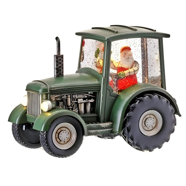 Santa’s Farmhouse Tractor Water Globe Shimmer