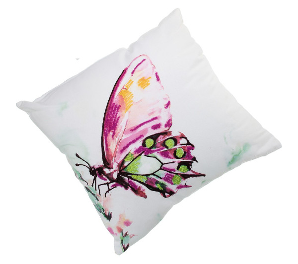 Purple Embroidered Butterfly Pillow
