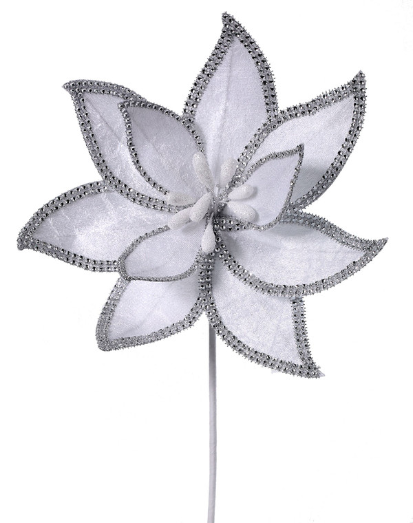 22" Jeweled Edge Velvet Poinsettia Stem
