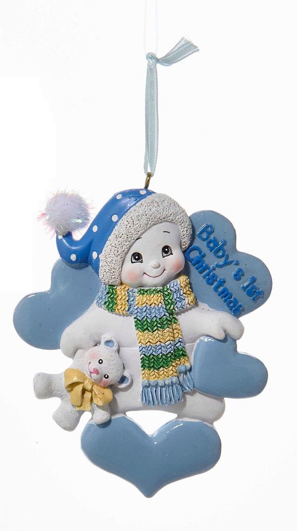 Blue Baby's 1st Christmas Snowman Ornament