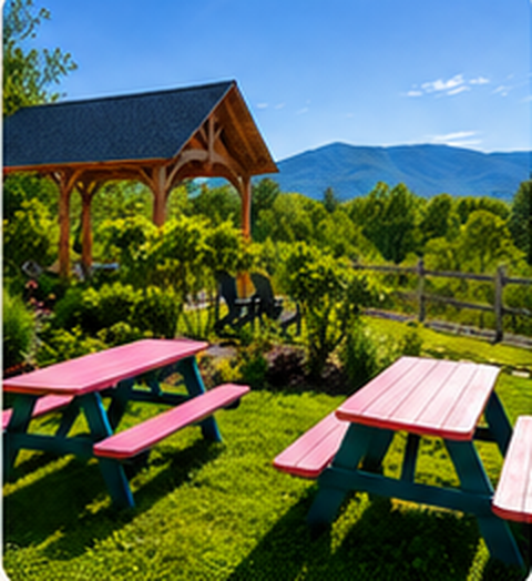 Patio with mountain view