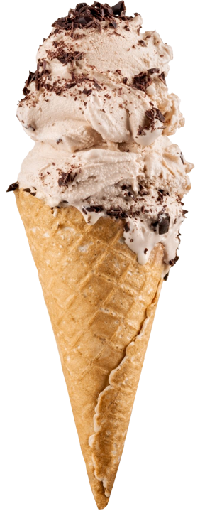 Two scoops of ice cream in a waffle cone
